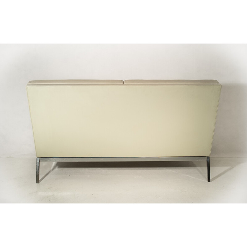 2-seater sofa model 66 in leather and steel, Florence KNOLL - 1970s