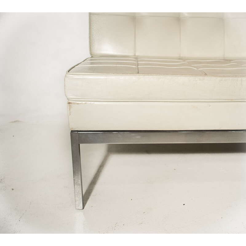 2-seater sofa model 66 in leather and steel, Florence KNOLL - 1970s