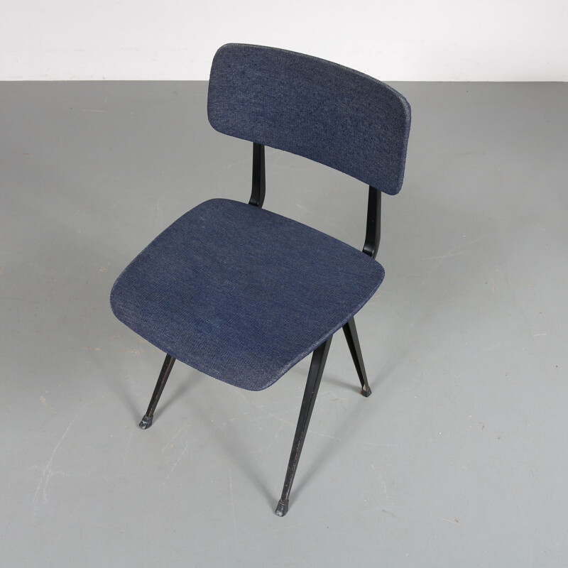 Suite de 4 chaises vintage bleues "result" par Friso Kramer