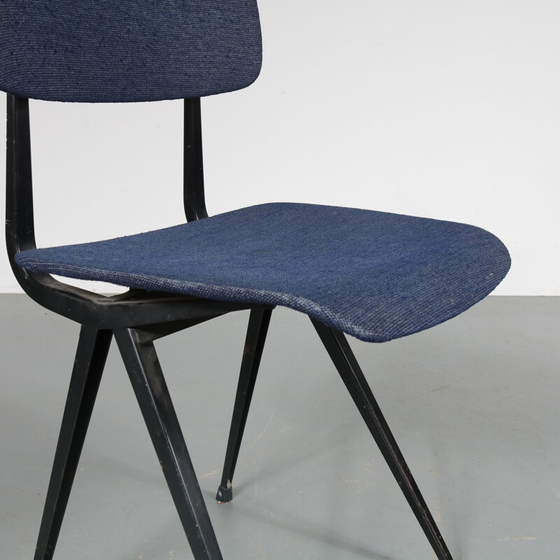 Set of 4 vintage blue dining chairs "result" by Friso Kramer