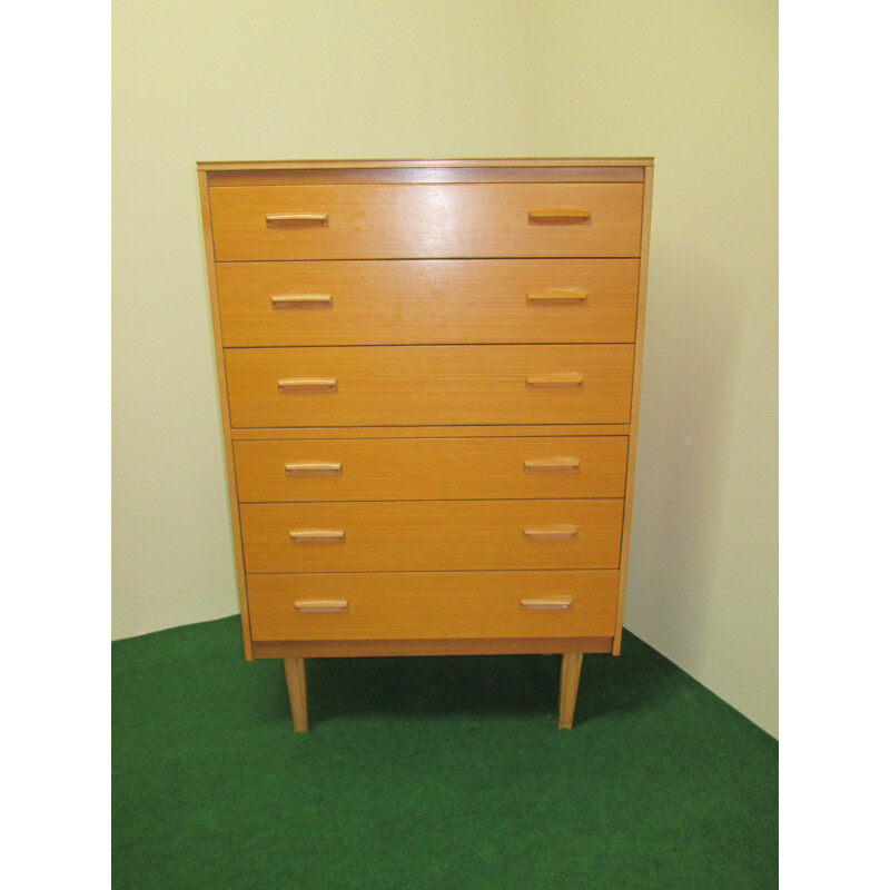 Vintage chest of drawers in blond oak by Lebus