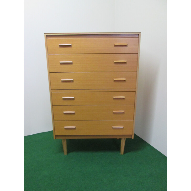 Vintage chest of drawers in blond oak by Lebus