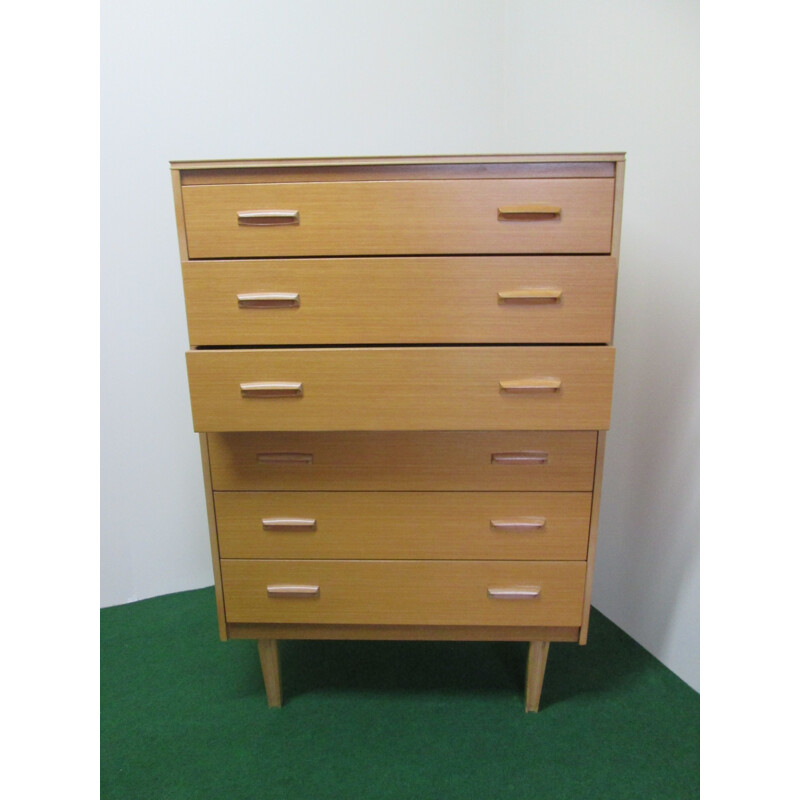 Vintage chest of drawers in blond oak by Lebus