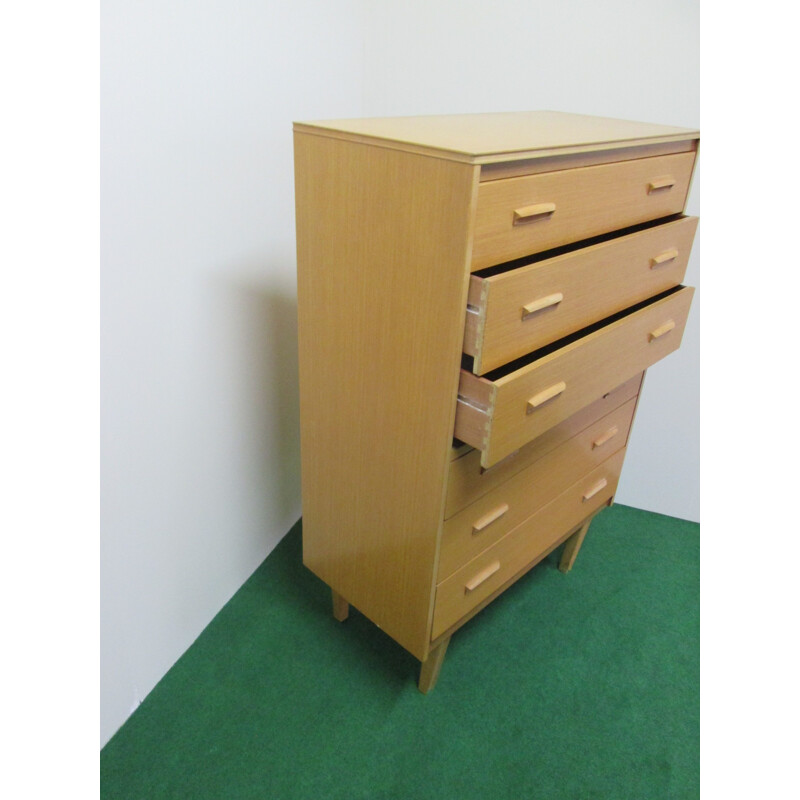 Vintage chest of drawers in blond oak by Lebus