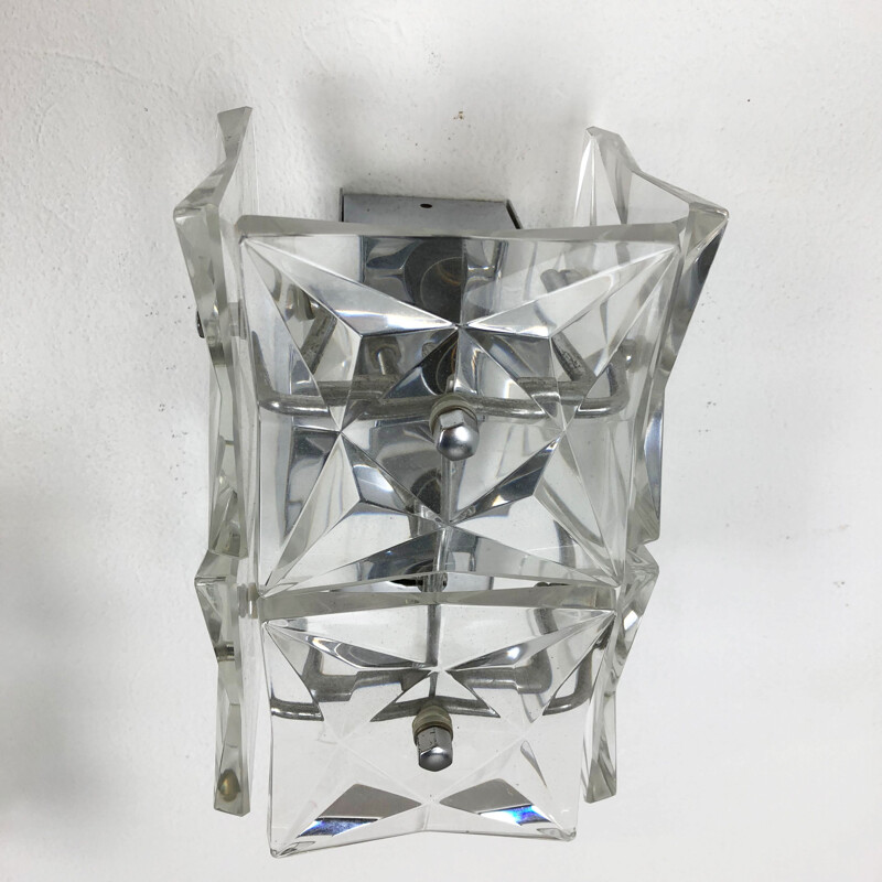 Suite de 2 appliques vintage allemands en cristal par Kinkeldey