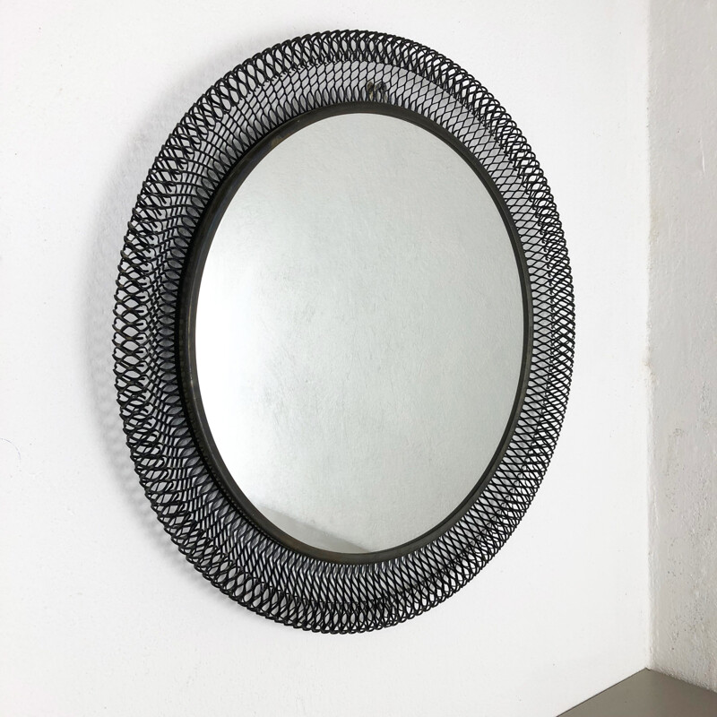 Vintage French round mirror in metal