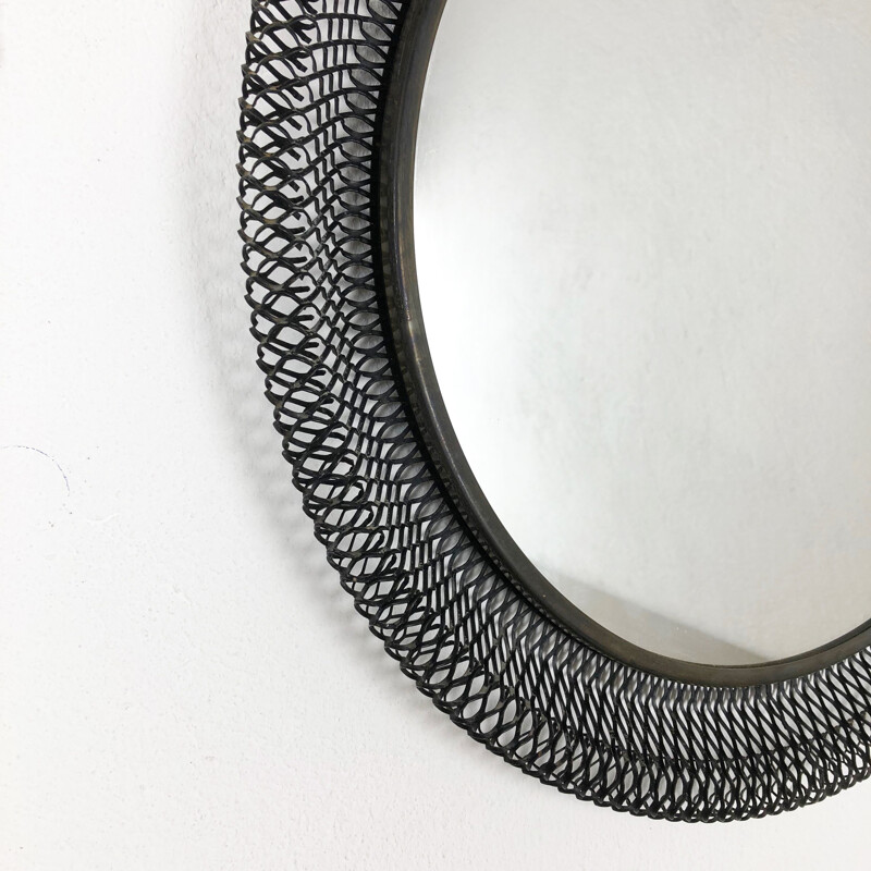 Vintage French round mirror in metal