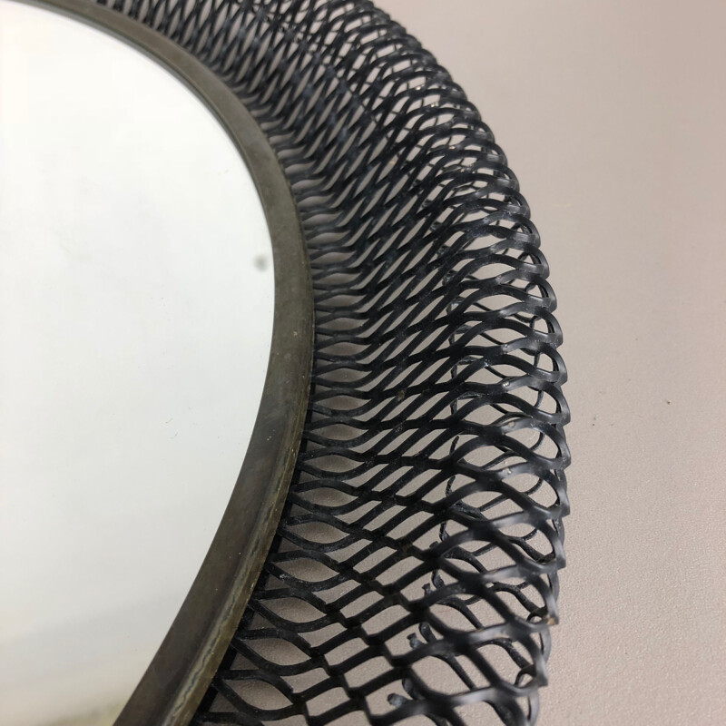 Vintage French round mirror in metal