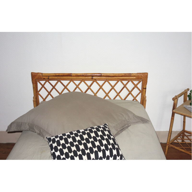 Vintage French bed in rattan