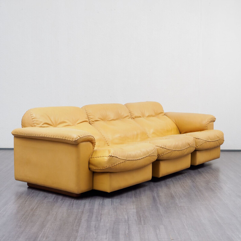 Vintage yellow 3-seater sofa DS 101 by De Sede