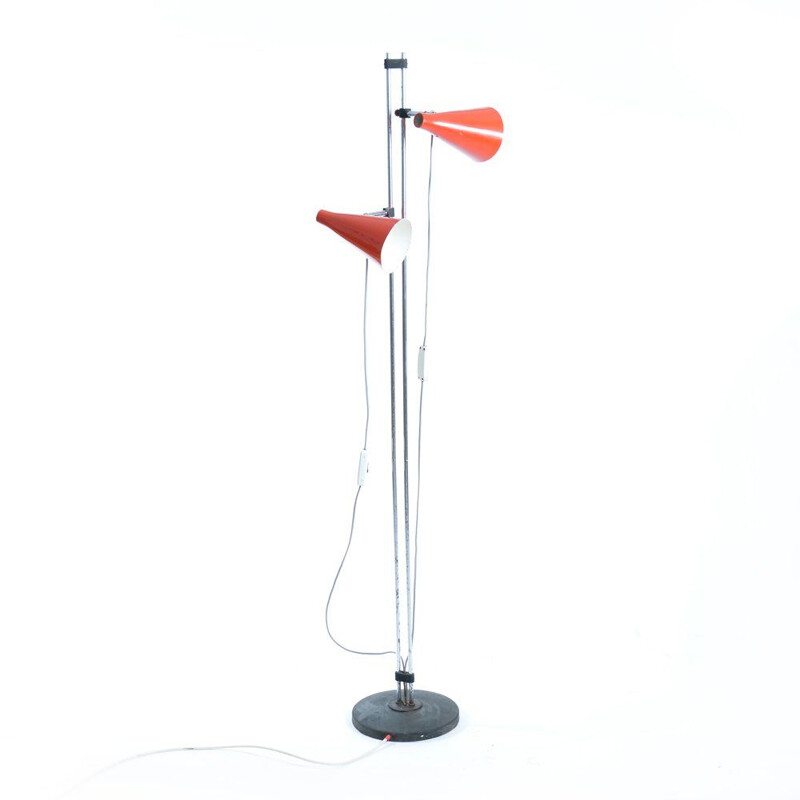 Vintage red floor lamp by Lidokov