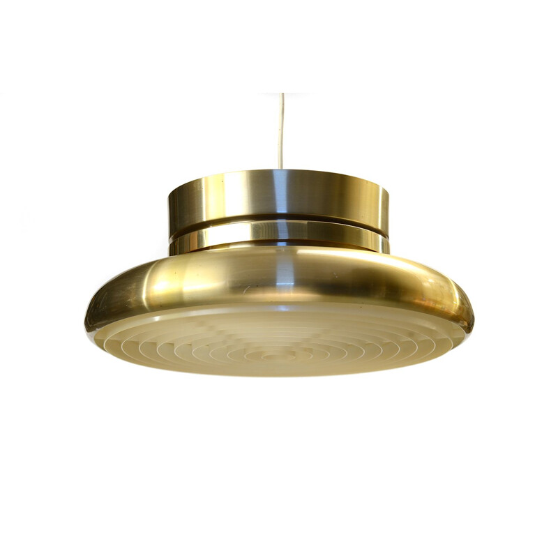 Vintage pendant light in gold aluminum by Carl Thore