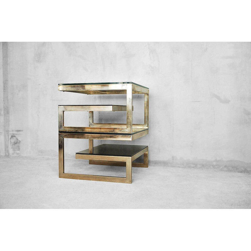 Pair of vintage gold-plated coffee tables by Belgo Chrom