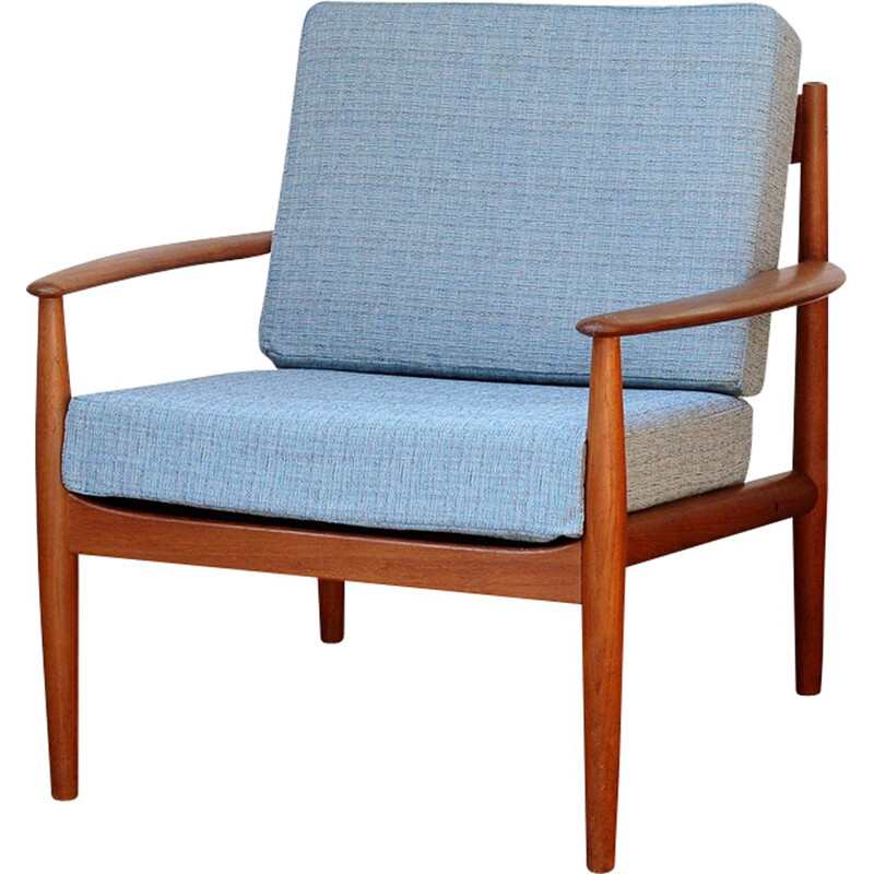 Vintage Scandinavian blue armchair by Grete Jalk for France and Son