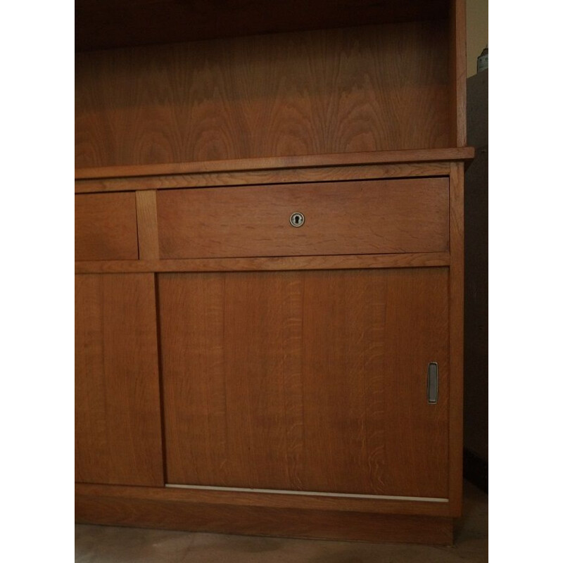 Vintage large bookcase in oak