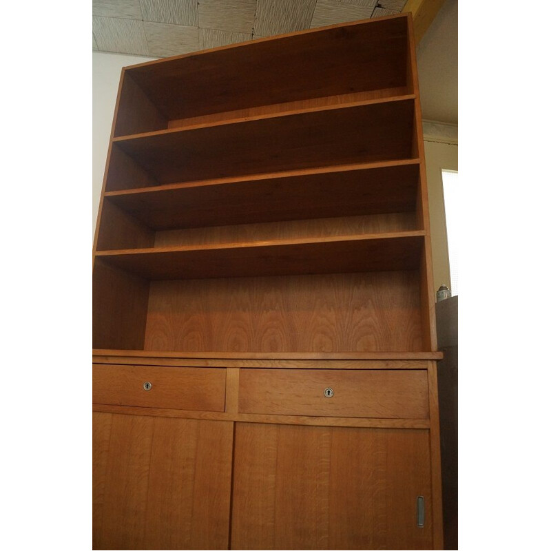 Vintage large bookcase in oak