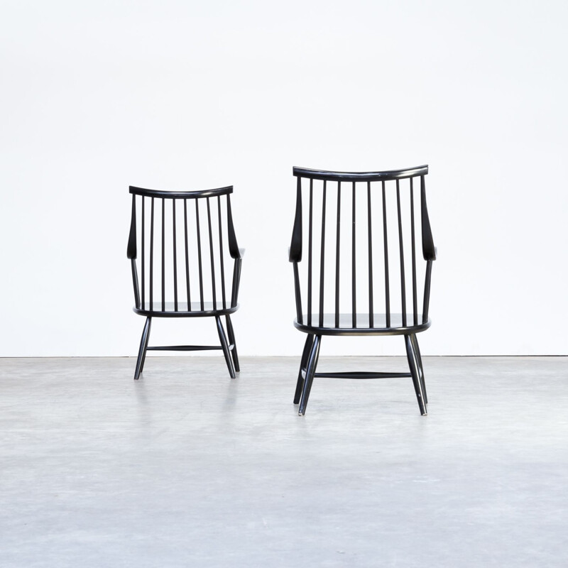 Suite de 2 fauteuils vintage noirs suédois par Lena Larsson pour Nesto