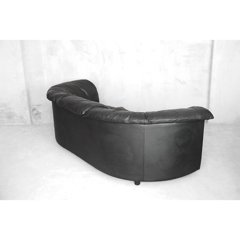 Vintage 3-seater De Sede sofa in black leather