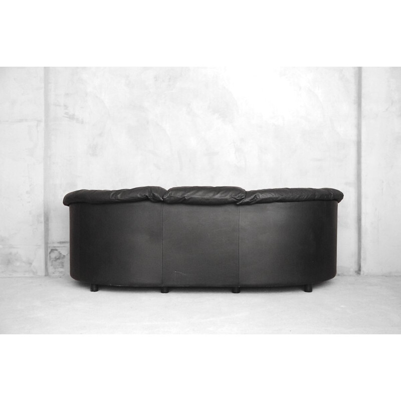 Vintage 3-seater De Sede sofa in black leather