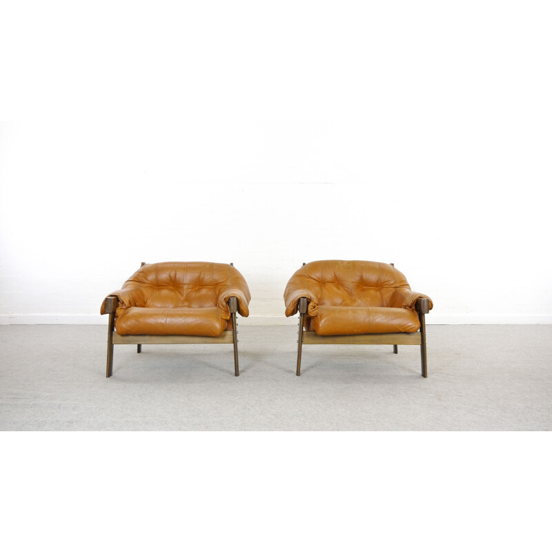 Set of 2 vintage Brazilian lounge chairs by Percival Lafer