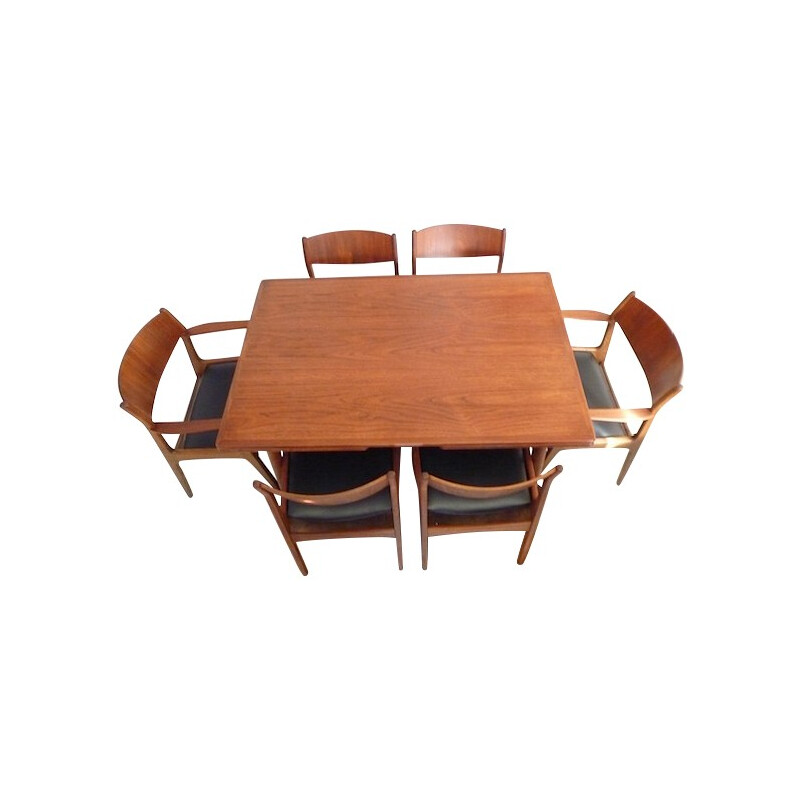 Scandinavian whole of table, chairs and armchairs - 1960s