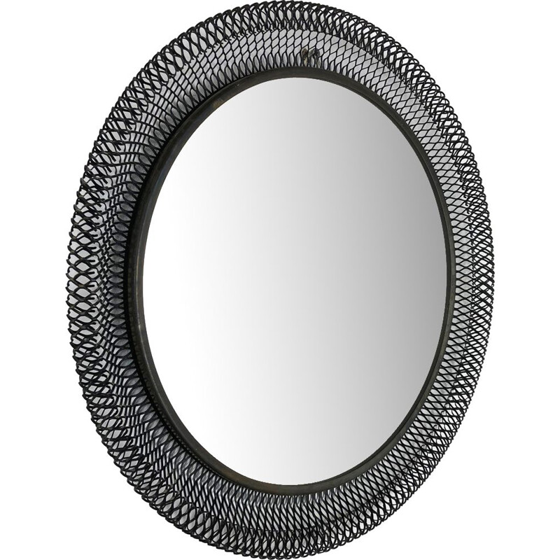 Miroir vintage français rond en métal