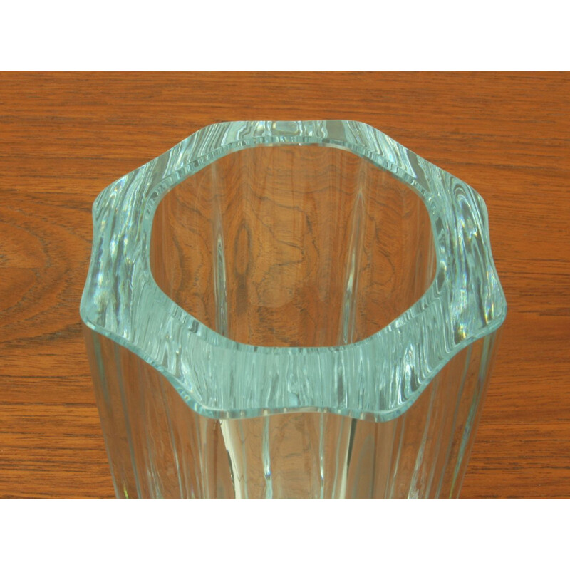 Vaso de vidro de cristal vintage da Asta Stromberg para Strömbergshyttan, Suécia 1950