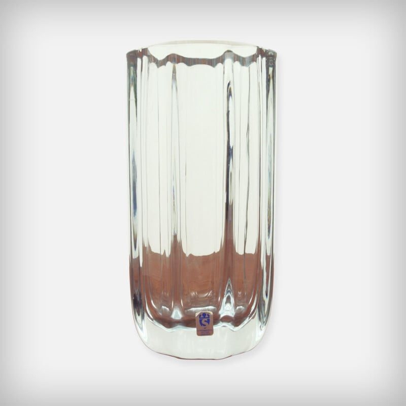 Vintage crystal glass vase by Asta Stromberg for Strömbergshyttan, Sweden 1950