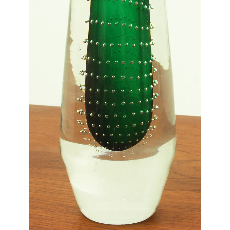 Vintage green glass vase for Theresienthal Glaswerke 1960s