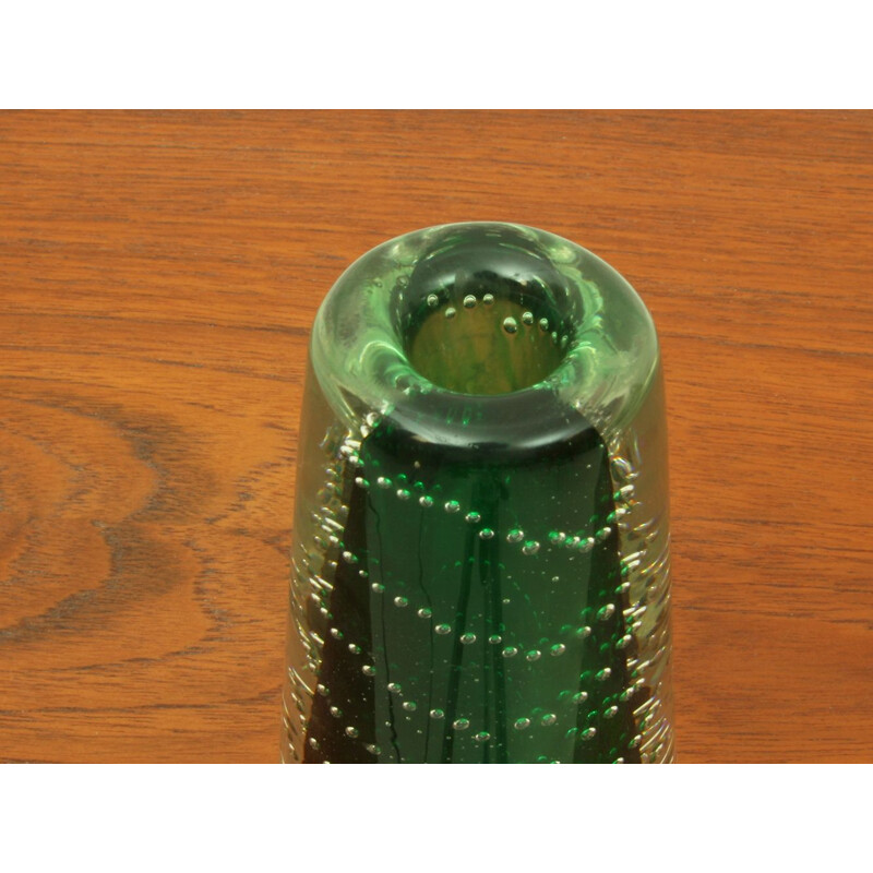 Vintage green glass vase for Theresienthal Glaswerke 1960s