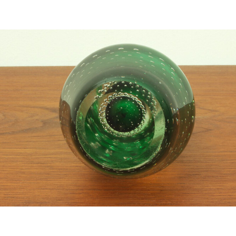 Vintage green glass vase for Theresienthal Glaswerke 1960s