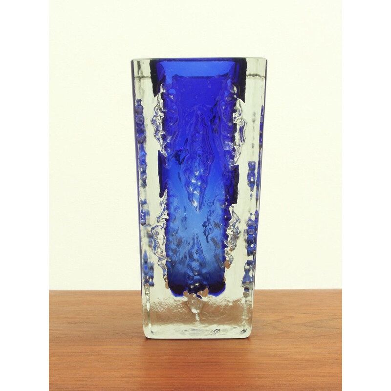 Vintage Model 3077 vase by Glashütte Kurt Wokan in ice glass 1970