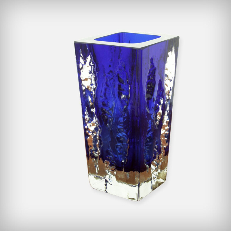 Vintage Model 3077 vase by Glashütte Kurt Wokan in ice glass 1970