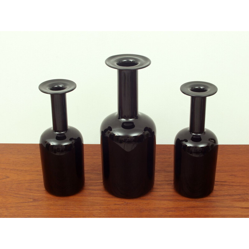 Ensemble de 3 vases vintage modèle Gulvvase pour Kastrup Holmegaard 1960