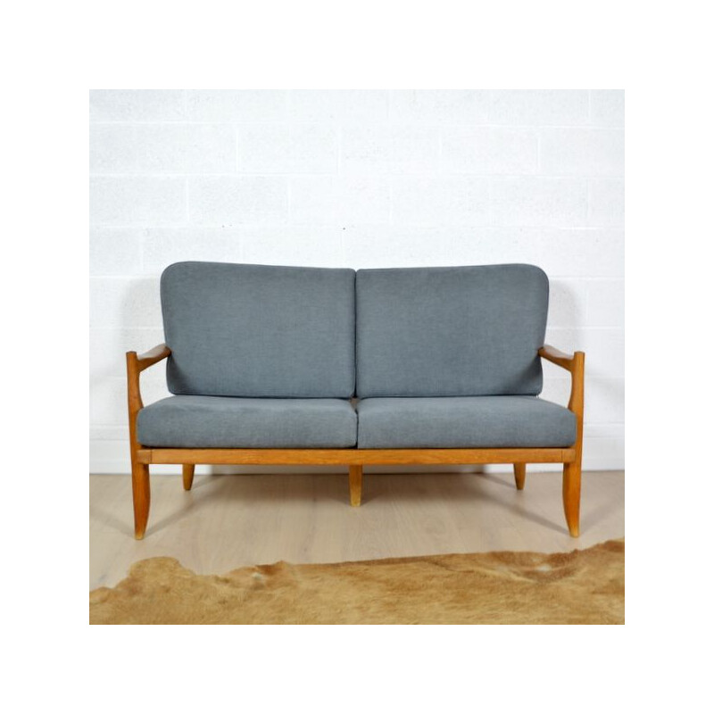 Vintage grey sofa in light oakwood Votre Maison edition 1970