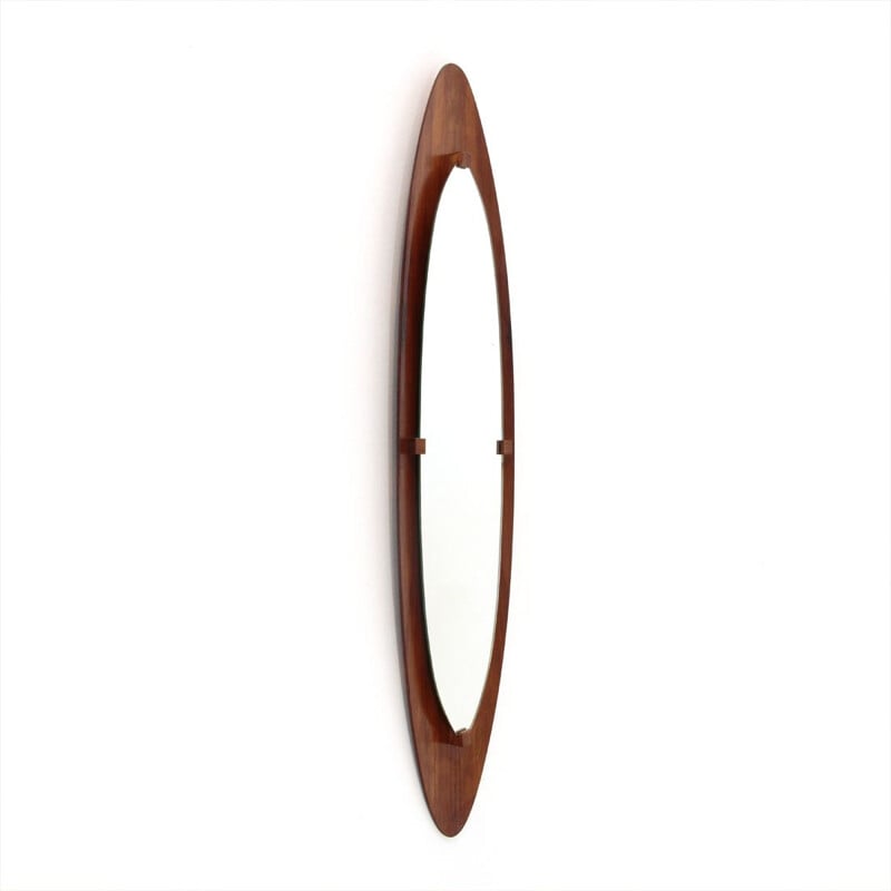 Vintage italian curved plywood frame mirror 1950