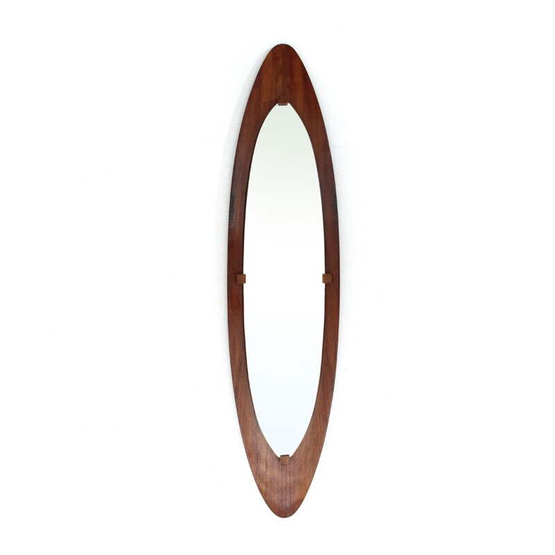 Vintage italian curved plywood frame mirror 1950