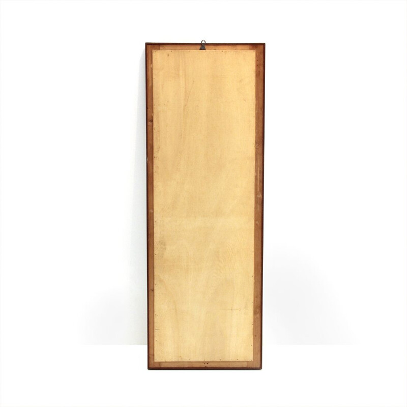 Vintage italian rectangular solid teak frame mirror 1960