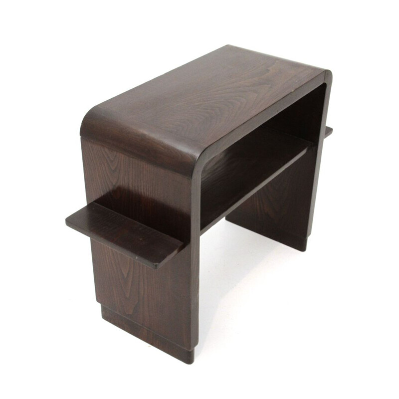 Vintage italian console table whth shelf veneered in wood 1940s