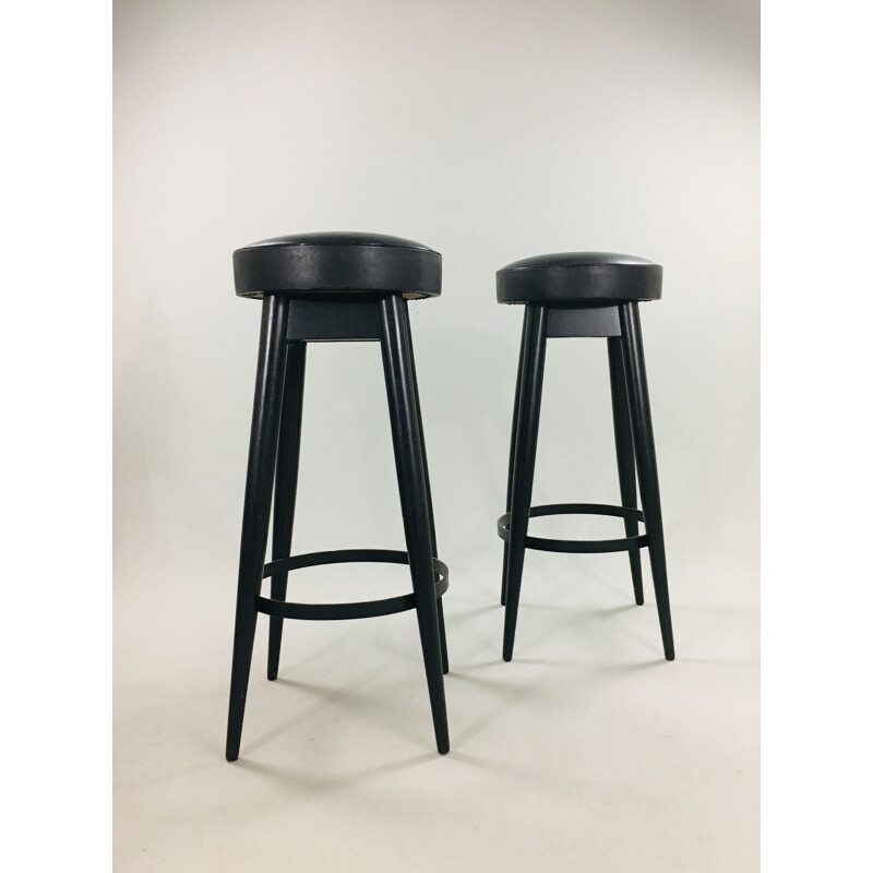 Set of 2  vintage black bar stools