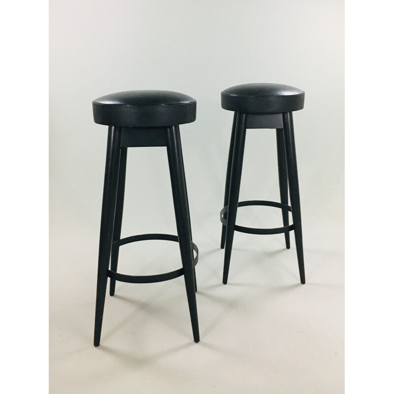 Set of 2  vintage black bar stools