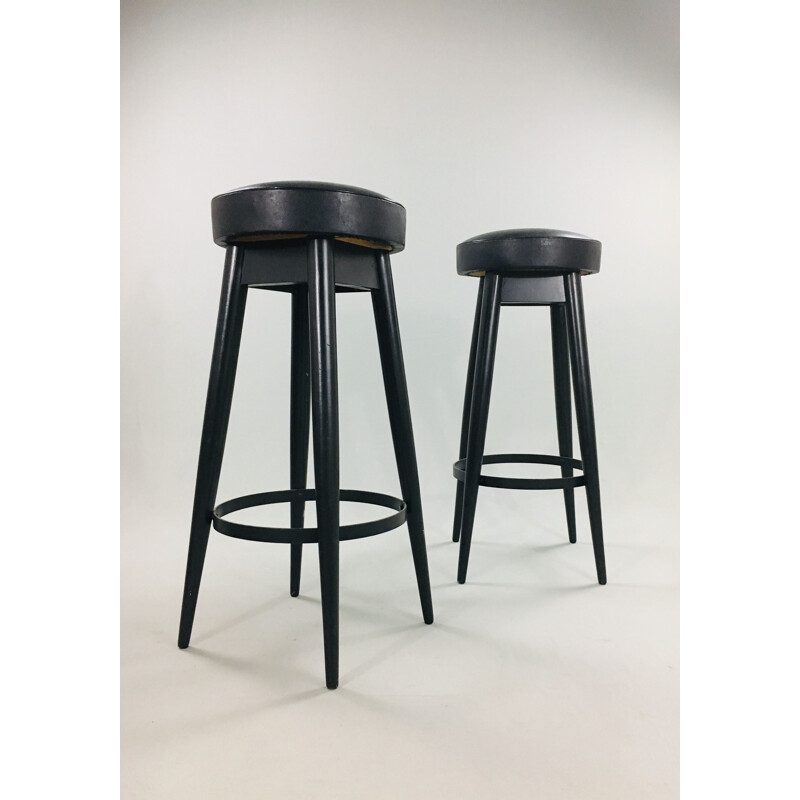 Set of 2  vintage black bar stools