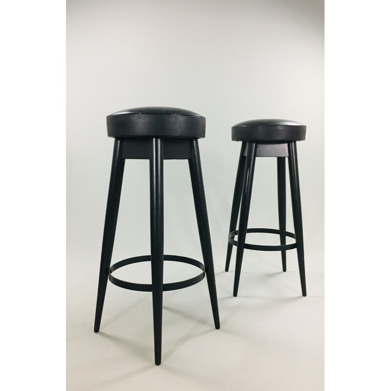 Set of 2  vintage black bar stools