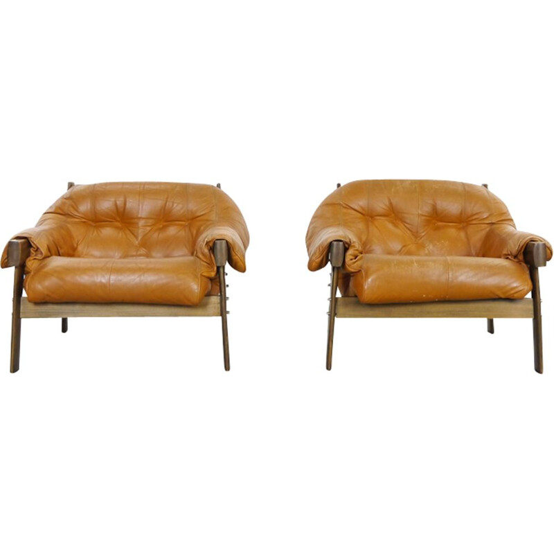 Set of 2 vintage Brazilian lounge chairs by Percival Lafer