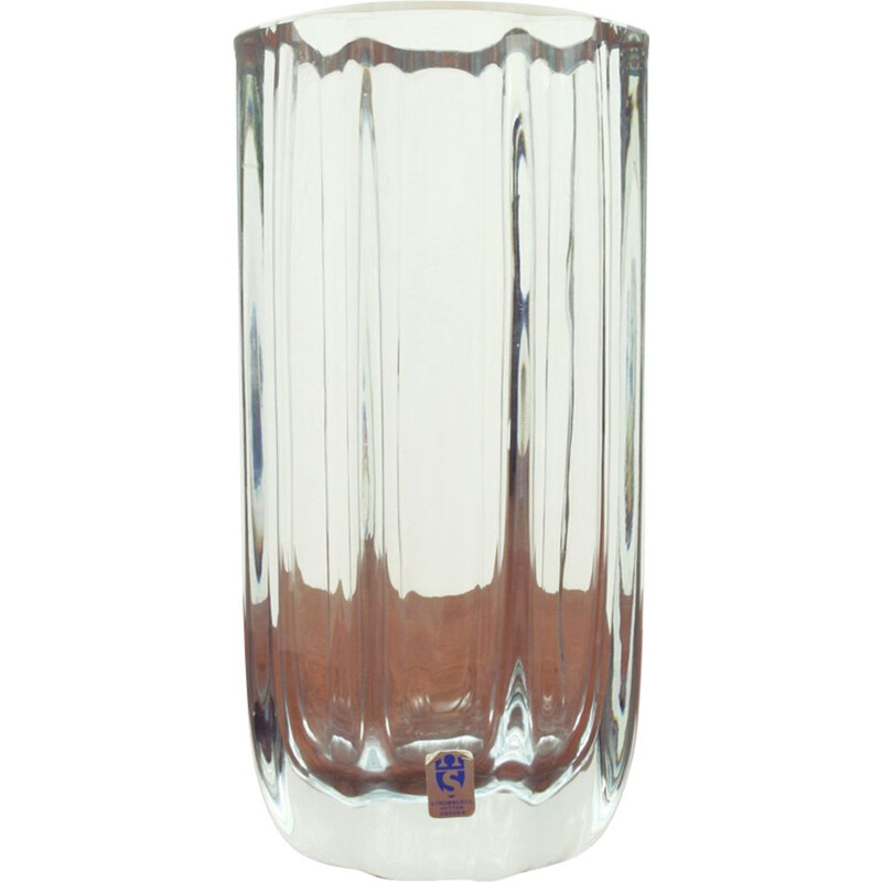 Vaso de vidro de cristal vintage da Asta Stromberg para Strömbergshyttan, Suécia 1950