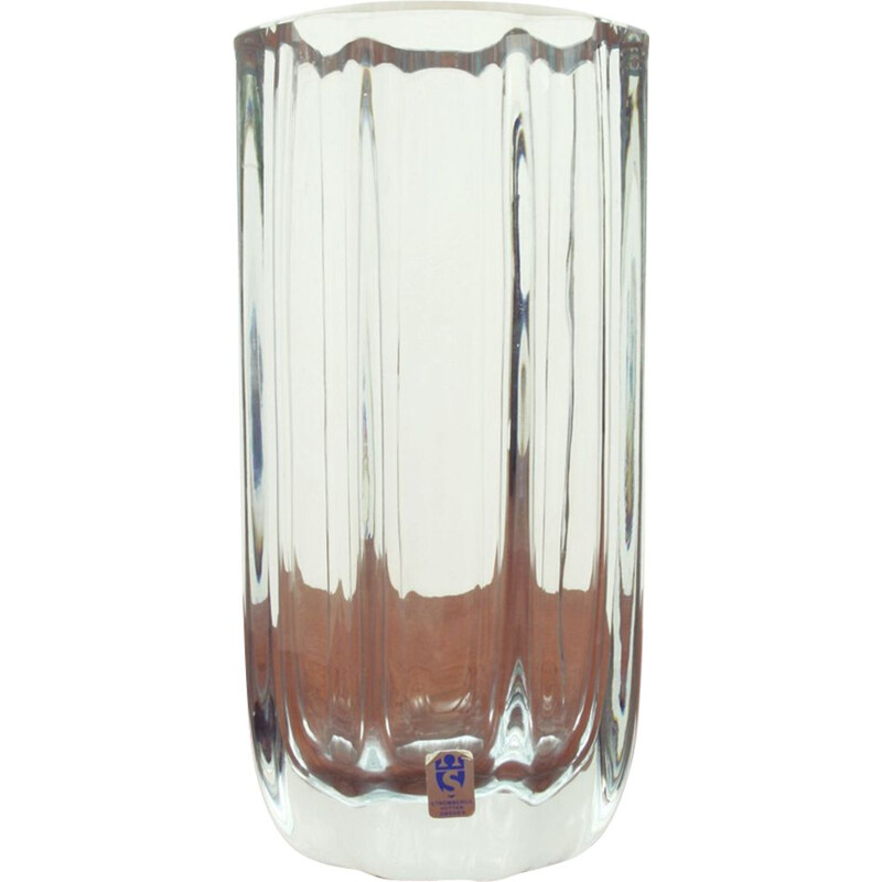 Vintage crystal glass vase by Asta Stromberg for Strömbergshyttan, Sweden 1950