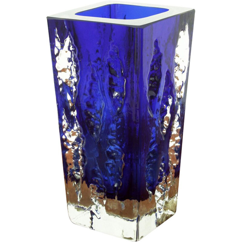 Vintage Model 3077 vase by Glashütte Kurt Wokan in ice glass 1970