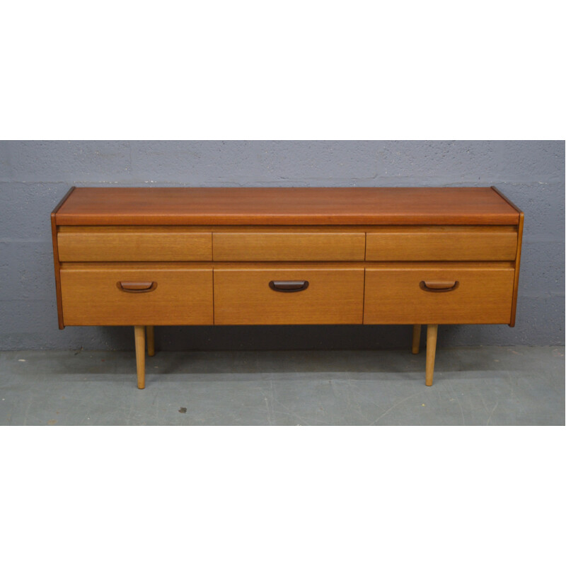 Vintage six drawers chest of drawers in teak by William Lawrence