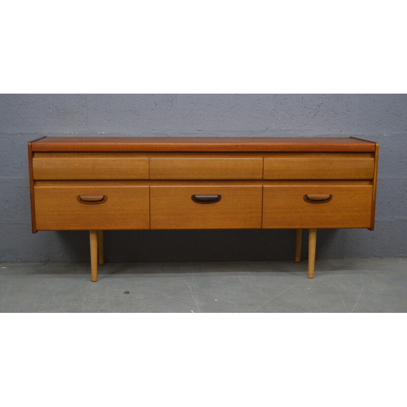 Vintage six drawers chest of drawers in teak by William Lawrence