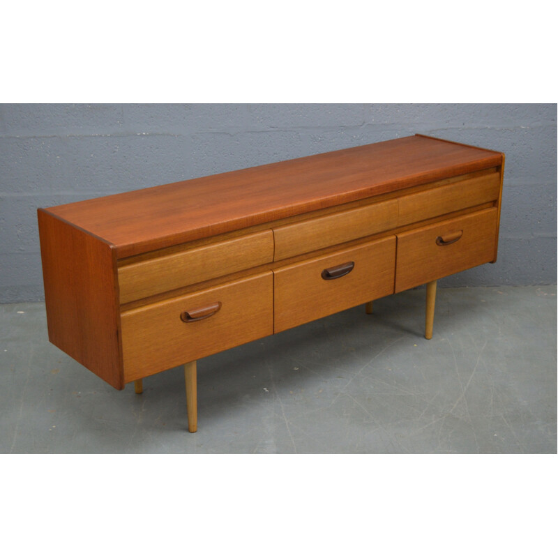 Vintage six drawers chest of drawers in teak by William Lawrence